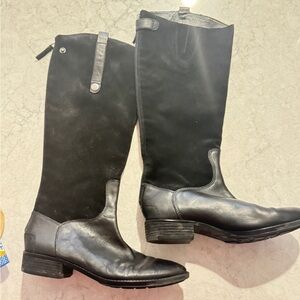 Women’s black leather & suede riding boots